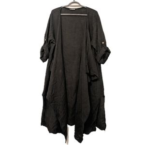 Made In Italy 100% Linen Black Cardigan
